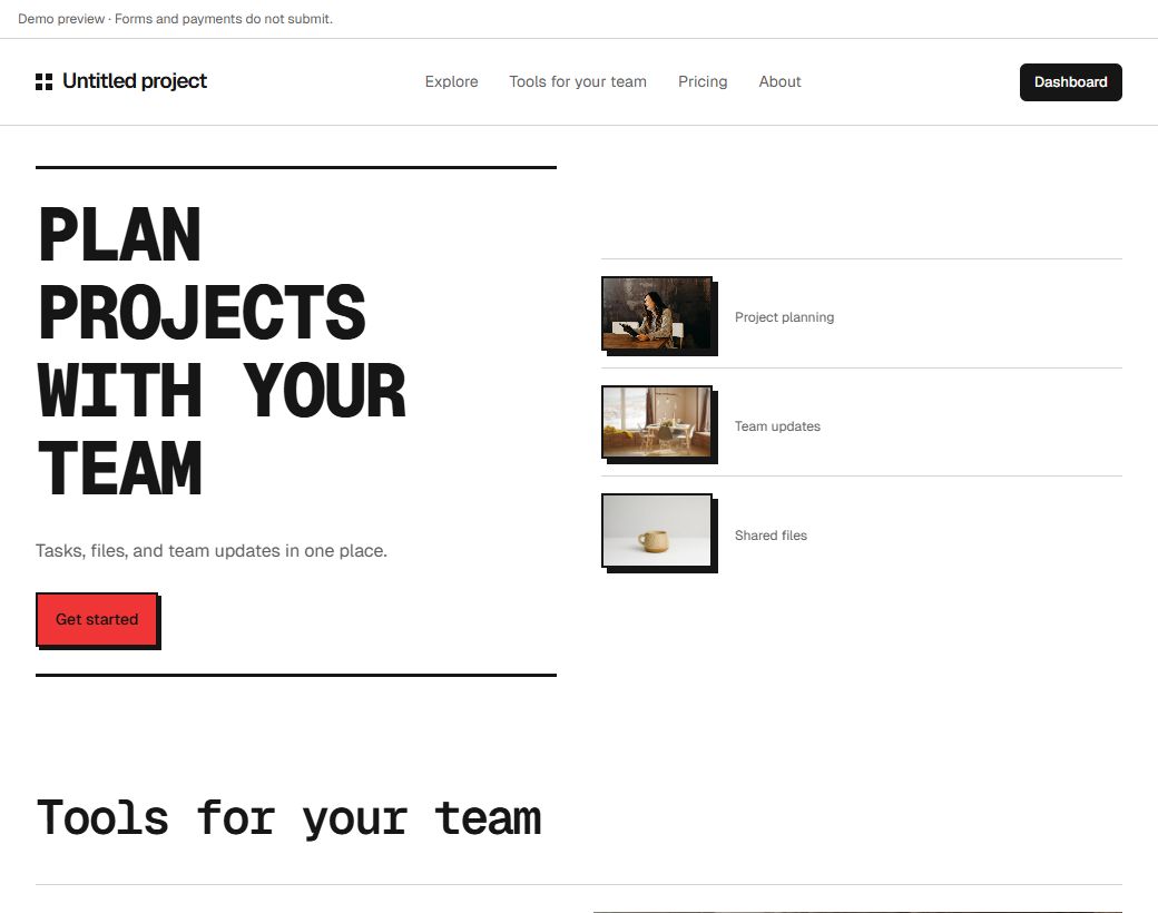 Digital brutalism website design with a index layout and Signal palette