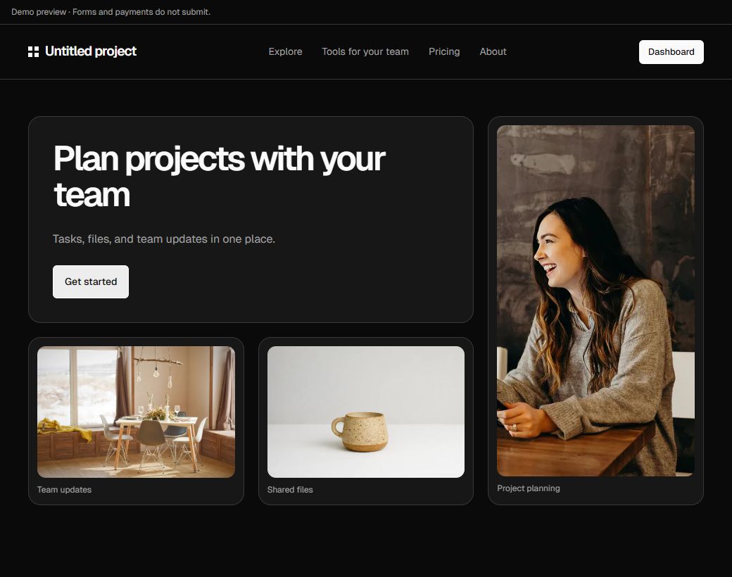Digital systems website design with a bento layout and Obsidian palette