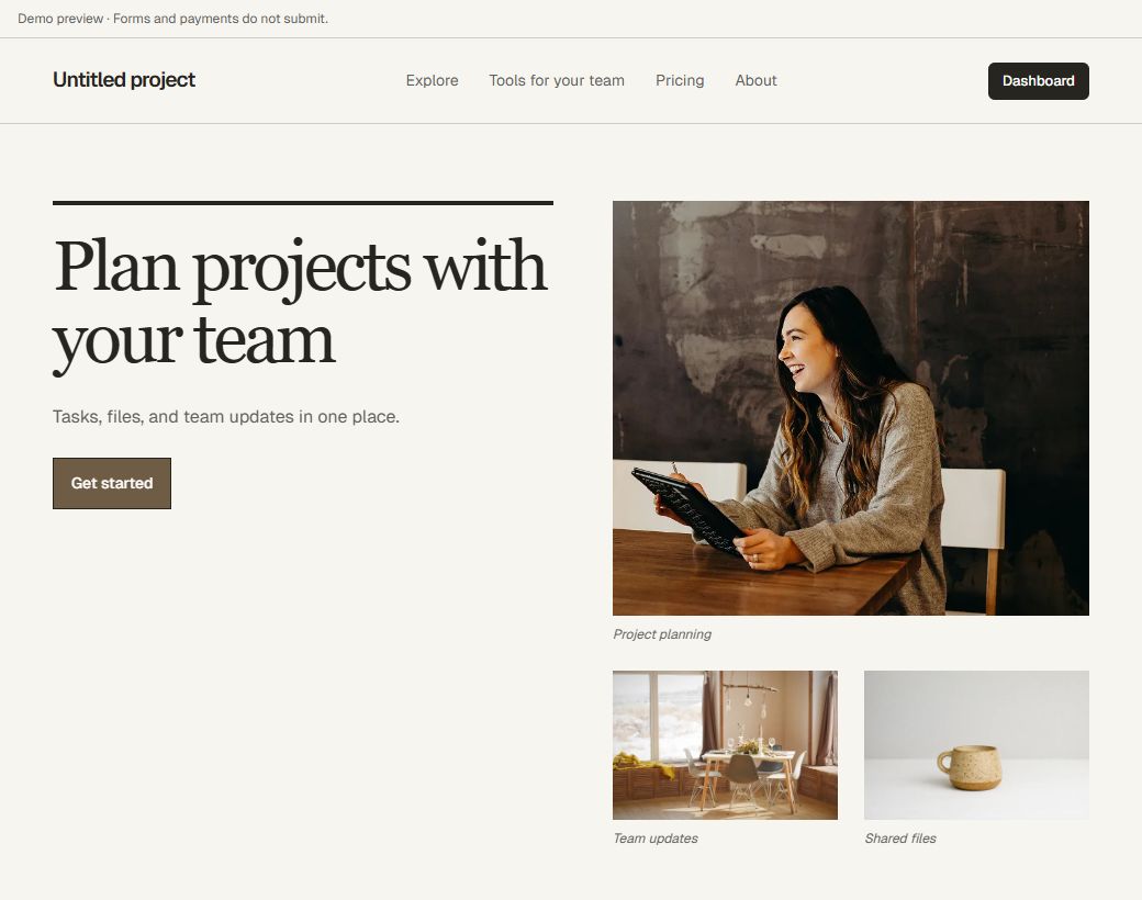 Editorial website design with a magazine layout and Oat milk palette