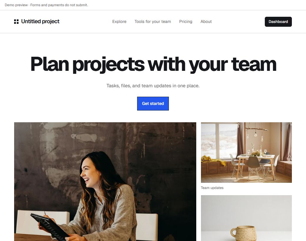 Swiss International website design with a centered layout and Cobalt palette